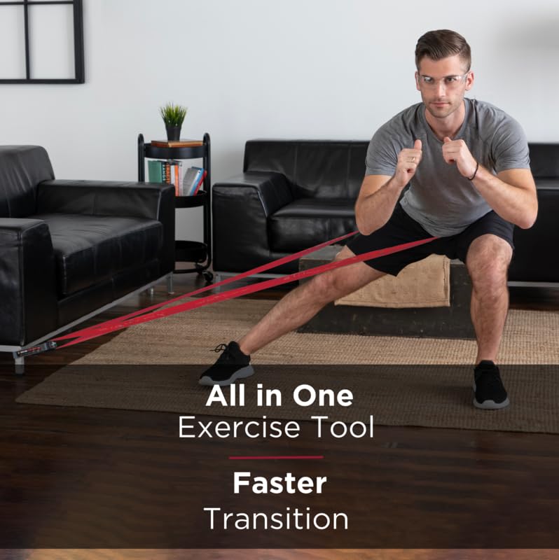 THERABAND CLX Resistance Band with Loops, Fitness Band for Home Exercise and Full Body Workouts, Portable Gym Equipment - color: Red - Medium