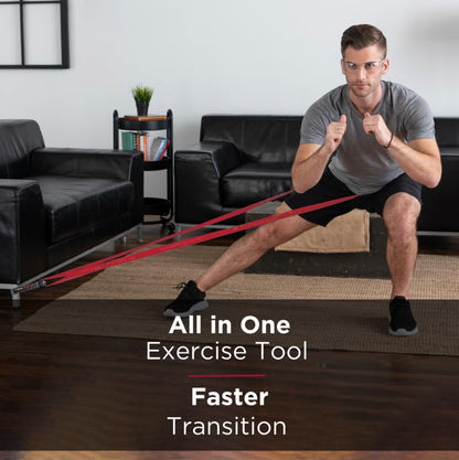 THERABAND CLX Resistance Band with Loops, Fitness Band for Home Exercise and Full Body Workouts, Portable Gym Equipment - color: Red - Medium