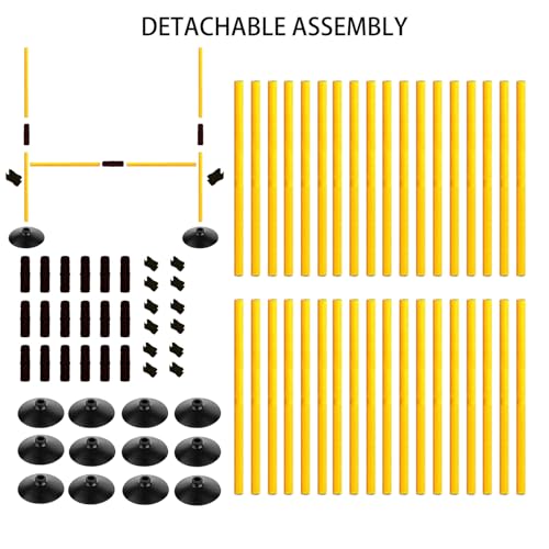 Adjustable Height Agility Hurdle Set Multi-Function Soccer Trainning Pole Set Coaching Sticks with Rubber Base - color: 3.3 FT, style: Pack of 6