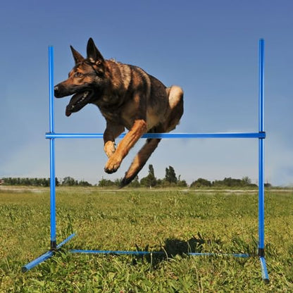 Shappy 4 Pcs Dog Agility Jumps Adjustable Height Hurdles with Bag,Blue - color: Blue