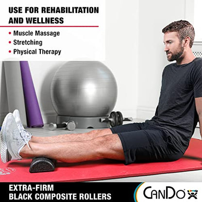 CanDo Black Composite High-Density Foam Rollers for Muscle Restoration Massage Therapy Sport Recovery and Physical Therapy 6" x 18" Half-Round - size: 6" x 18", style: Half-Round