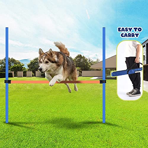 PAWISE Dog Agility Training Equipment,Pet Training Hurdles & Weave Poles Set with Adjustable Jump Bar,Outdoor Dog Obstacle Course for Backyard Exercise, Portable Dog Agility Kit for Shepherd Malinois