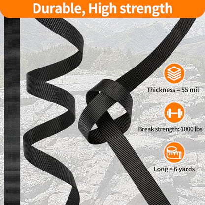 BEYOURD 5/8" Buckle and Strap Set: 6 Yards of Thick Nylon Webbing, 6 Pack Quick Side Release Adjustable Plastic Buckles, 12 Tri-Glide Slide Clips, Black (5/8 Inch Combo Set) - style: 5/8" Combo Set