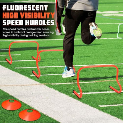 Gemscream 6 Sets 12" Speed Agility Training Hurdles for Athletes Soccer Training Hurdles Agility Training Equipment with Marker Cone Adjustable Training Hurdle Plyometric Hurdles for Basketball