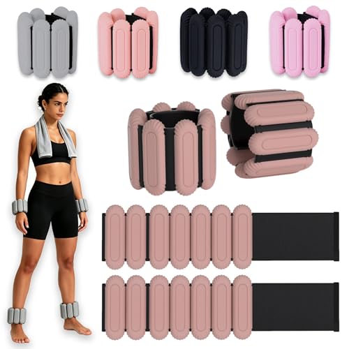 Wrist & Ankle Weights Set for Women (2pcs, 0.5kg Total), Adjustable Silicone Wearable Arm Leg Weighted Bangles, Portable Fitness Weights for Walking, Yoga, Pilates, Dance, Barre & Gym Exercise - color: Dusty Rose