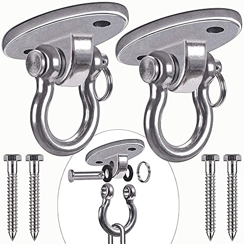 Heavy Duty Swing Hanger Stainless Steel Ceiling Swing Mount 180° Hanging Chairs Hanger for Hammock Chair, Porch Swings, Aerial Silks, Punching Bag, 2000 LB Capacity