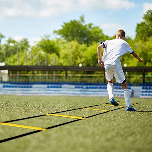 GHB Pro Agility Ladder Agility Training Ladder Speed 12 Rung 20ft with Carrying Bag - color: Yellow