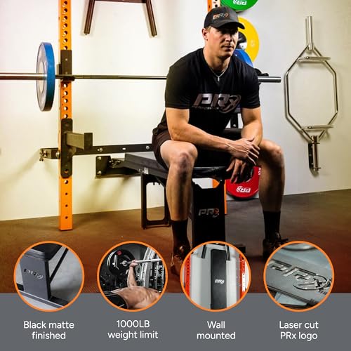 PRx Performance Folding Wall Mounted Flat Weight Bench - Home Gym Equipment, Space-Saving Workout Bench, Full Body Exercise, Weightlifting, Bench Press Seat, Ideal For Gym Enthusiasts - Black