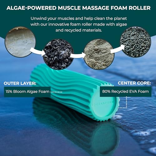 Ripple Travel Foam Roller (11" x 3.35") Firm Mini Foam Roller for Physical Therapy, Deep Tissue Massage, Back Pain - High Density, Ergonomic Wave Textured - Yoga, Pilates, Exercise (Jade) - color: Jade