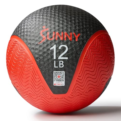 Sunny Health & Fitness Medicine Ball with Premium Dual Textured Grip - size: 12 LB