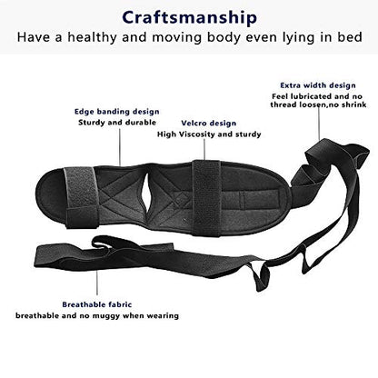 Foot Stretcher, Foot and Calf Stretcher-Stretching Strap For Plantar Fasciitis for Heel Spurs, Achilles Tendonitis & Hamstring, Yoga Foot & Leg Stretch Strap (Black)