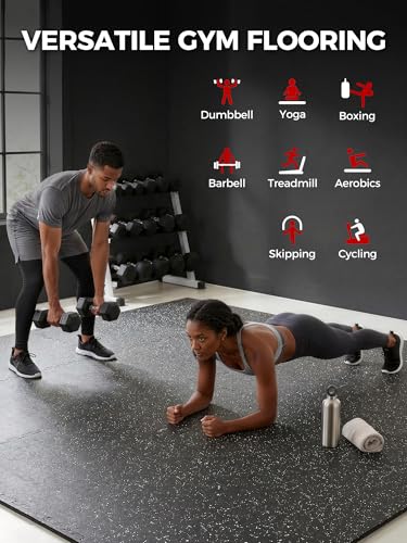 0.79in Extra-Thick 72 Sq Ft Exercise Equipment Mats, 18 Tiles Rubber Top EVA Foam Workout Mats, Interlocking Gym Flooring for Home Gym, 24 x 24in, Black & White - size: 18 Tiles (72 Sq Ft)