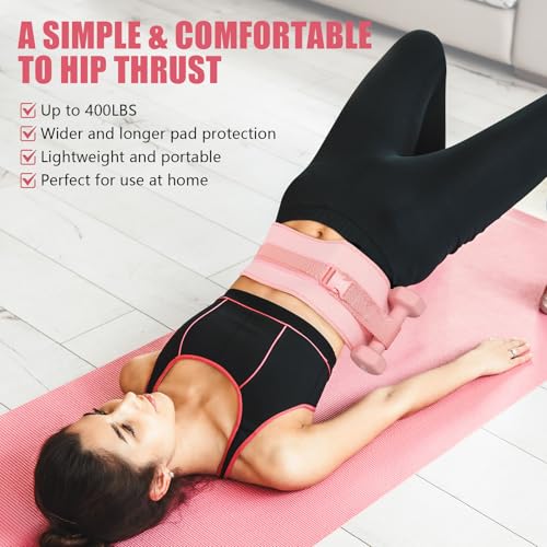 Exercise Hip Thrust Belt - Dumbbell Hip Thrust Belt, Thicken & Widen, Comfortable for Dumbbells, Kettlebells or Plates, Slip Padding, Gym or Home Workouts