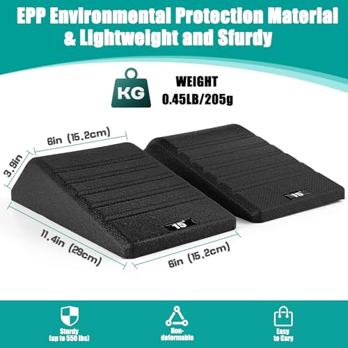 Squat Wedge Block 2PCS Non Slip Professional Ramp - 550 LBS Weight Capacity - Slant Board for Calf Stretching - Calf Stretcher Slant Board - Yoga Blocks