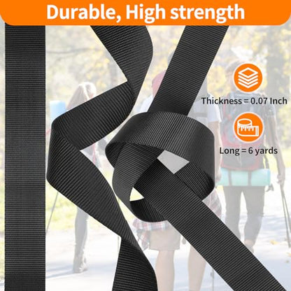 BEYOURD 2" Heavy-Duty Buckle & Straps Set: 6-Pack Side Release Plastic Buckles, 6 Yards of Thick Nylon Webbing, 12 Tri-Glide Slide Clips, No Sewing Required (2 Inch Combo Set) - style: 2" Combo Set