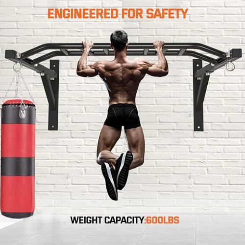 Upgrade Pull Up Bar Wall Mounted,Heavy Duty Multi Grip Chin Up Bar for Strength Training, 600 lbs Capacity, Durable Steel Construction, Perfect for Home and Garage Workouts - color: Multi-Grip