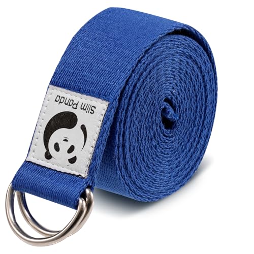 Yoga Strap for Stretching,Cotton Yoga Strap with Adjustable D-Ring Buckle,Non-Elastic Yoga Belt for Pilates,Gym Workouts,Physical Therapy,Improve Flexibility - color: Deep Blue, size: 6 Feet