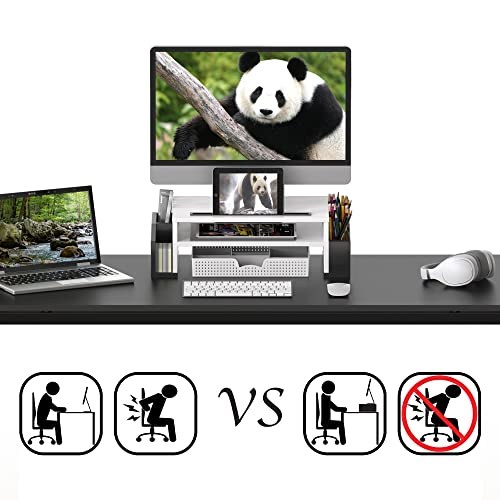 Simple Houseware Desk Monitor Stand Riser w/ Adjustable Tray, Black/White - color: Panda