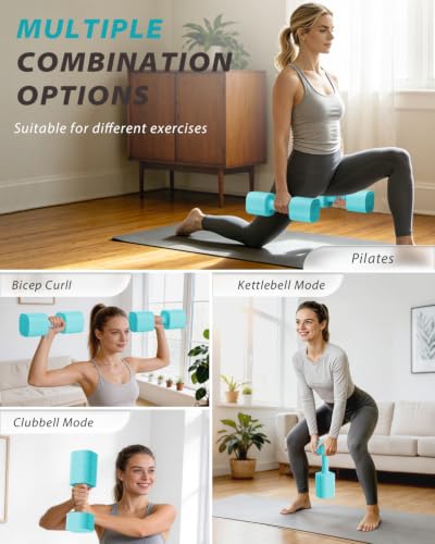Ragebby Adjustable Dumbbell Set of 2, Weights for Men and Women at Home - color: MINT BLUE, style: 20LB(10LB Pair)