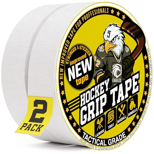 EAGLES Hockey Tape Multipurpose Cloth Tape Roll for Lacrosse Baseball & Softball Bats, Rackets, Pullup Bars, Gardening Tools, Easy Tear Over Grip - Multi Sport Handle Tape - Sports Gift (White) - color: White