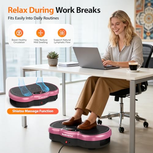 Vibration Plate for Weight Loss & Body Shaker Machine, Professional Full Body Vibration Machine with Wider Platform, Ultra Stable & Quiet, 120 Speeds, 330lbs Capacity, Home Fitness System - color: Pink