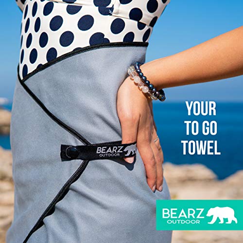 Microfiber Towel Set by BEARZ Outdoor. Microfiber Towels for Body, Workout Towel, Camp Towel, Yoga Towel, Sweat Towel, Microfiber Beach Towel, Travel Towel. Fast Drying & Compact. Free Face Towel