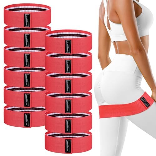 12 Pcs Fabric Resistance Bands for Working Out Non-Slip Booty Exercise Loop Bands for Women Men Glutes Hip Thigh Butt Yoga Pilates Fitness Gym, Light Medium Heavy