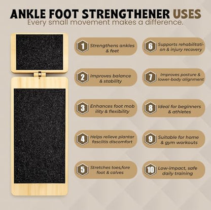Ankle Strengthener & Axis Board, Bamboo Ankle Balance Board for Physical Therapy, Blackboard Foot Trainer & Foot Strengthener, Giboard for Balance Training, Axisboard for Leg Stability