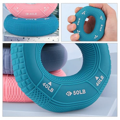 Hand Grip Strength Trainer Rings Set, Silicone Hand Exercisers with Three Resistance Levels (30-40-50lb), Finger and Wrist Forearm Trainer for Fitness and Stress Relief