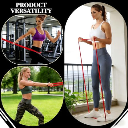 16-Pcs Resistance Bands Set - Premium Elastic Workout Bands for Home Gym, Strength Training, Yoga & Physical Therapy - color: Red(15-35 lbs)