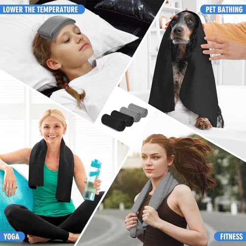 4 Pack Cooling Towels (40"x12"), Soft Breathable Cooling Towels for Neck and Face, Microfiber Workout Towels for Yoga, Golf, Running, Hiking & More Activities