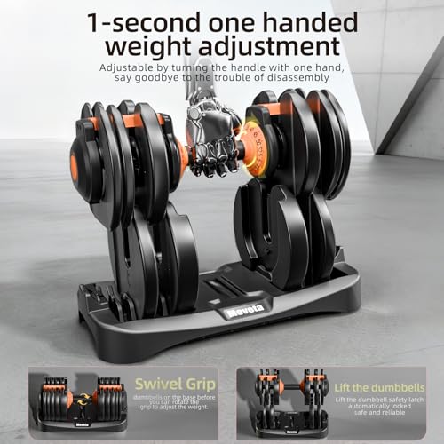 Adjustable Dumbbells Set of 2，Free Weights Dumbbells Set