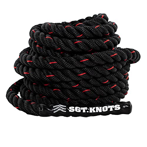 SGT KNOTS Twisted Battle Rope - Weighted Exercise Rope for Strength Training, CrossFit, Battling, Climbing & the Gym (1", 1.5", 2") - size: 1" x 40ft