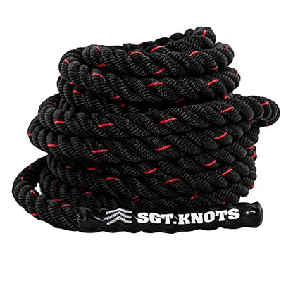 SGT KNOTS Twisted Battle Rope - Weighted Exercise Rope for Strength Training, CrossFit, Battling, Climbing & the Gym (1", 1.5", 2") - size: 1" x 40ft