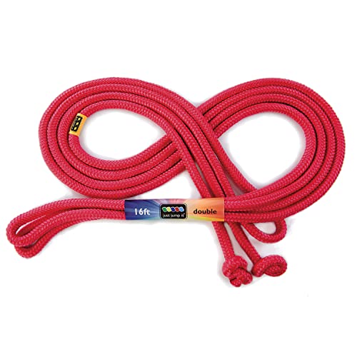Just Jump It 16' Foot Single Jump Rope for Kids Women and Men - Active Outdoor Youth Fitness Excersing Equipment - Double Dutch Length Gym Accessories - color: Red, size: 16 feet