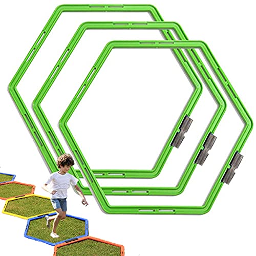 Hexagon Agility Ring Training Circle Ring Speed Agility Ladder Physical Training Ring Football Footwork Trainer Hurdles Agility Ladder Fitness Equipment Multicolor Training Ring 3Pcs