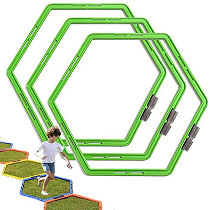 Hexagon Agility Ring Training Circle Ring Speed Agility Ladder Physical Training Ring Football Footwork Trainer Hurdles Agility Ladder Fitness Equipment Multicolor Training Ring 3Pcs