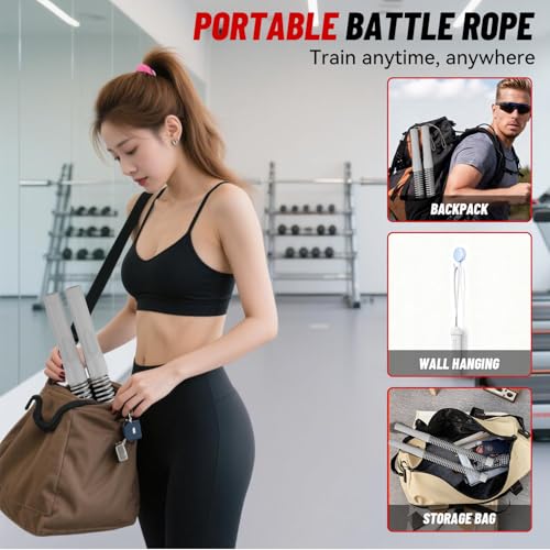 Cordless Ropeless Battle Ropes for Home Gym – Portable Weighted Workout Rope for HIIT, Cardio & Strength Training, Low-Impact Full Body Exercise Equipment for Men & Women