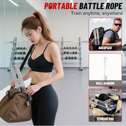 Cordless Ropeless Battle Ropes for Home Gym – Portable Weighted Workout Rope for HIIT, Cardio & Strength Training, Low-Impact Full Body Exercise Equipment for Men & Women