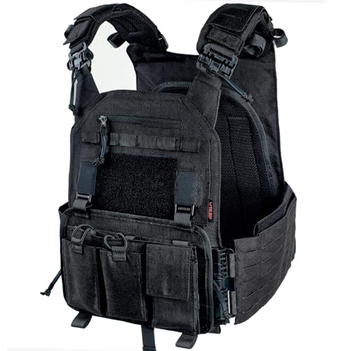 Tactical Vest for Men - Lightweight Modular 3D Breathable, Adjustable Quick Release for Training, Hunting, Outdoor - color: Black