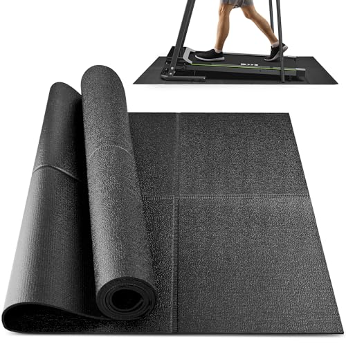 Foldable Rubber Treadmill Mat - Exercise Bike Mat with Waterproof Non-Slip Shock Absorption, Exercise Equipment Mat to Protect Floor for Home Gym Workout - size: 72.1"L x 31.4"W x 0.2"Th