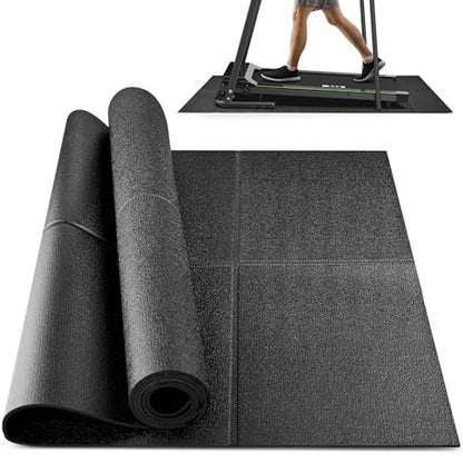 Foldable Rubber Treadmill Mat - Exercise Bike Mat with Waterproof - size: 72.1"L x 31.4"W x 0.2"Th
