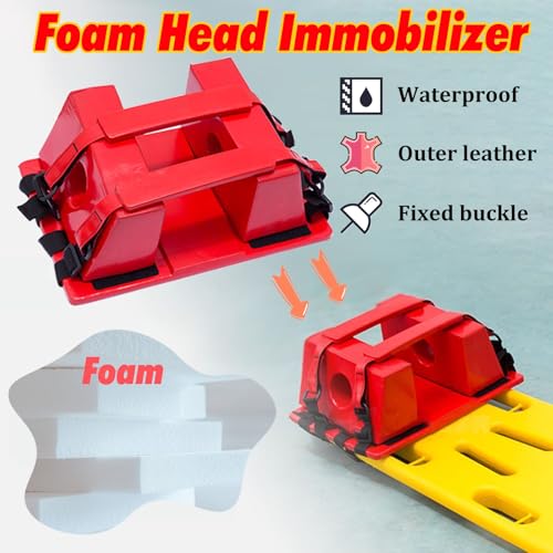 Portable Spine Board Stretcher - Two-Fold Emerncy Backboard for Water & Pool, with Foam Head Imlizer & Safe Belt, Ideal for Lifeguards & First Responders - color: Board+head Immobilizer