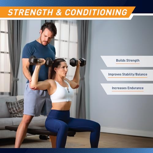 Marcy Classic Rubber Hex Dumbbell with Knurled Grip for Strength Training and Bodybuilding, 5lb - 50lb Single Dumbbell for Exercise & Fitness, Sold Individually - style: 15lb, Single