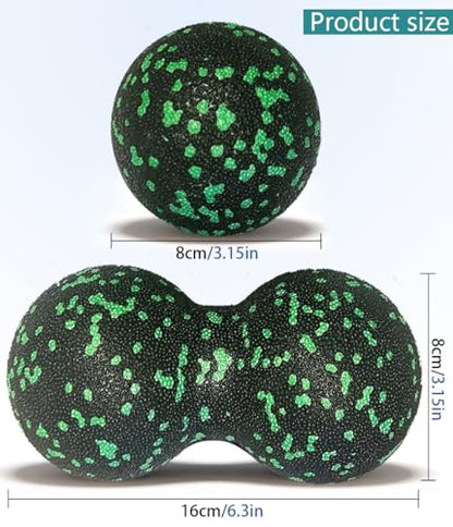 Set of 2 Peanut Massage Ball - Double Ball for Trigger Point Therapy, Myofascial Release, Deep Tissue Fitness Massage & Relax Tight Muscles, Trigger Point Massage Ball (Green)