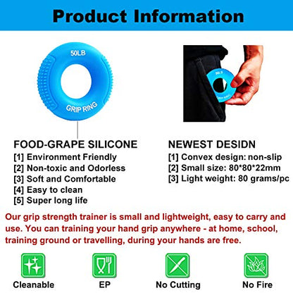 Boaton Hand Grips for Gym, Weightlifting, Pull-ups, Rock Climbing - Boys and Girls - color: 50LB-blue