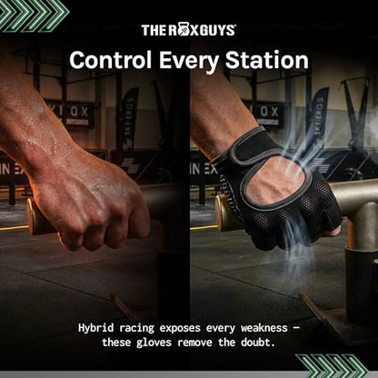 Gloves for Hyrox | Competition & Training | Lightweight, Sweat Wicking, Grip Gloves with TRG-Hex Palm Cushioning | Anti-Slip for Ski Erg, Sled Pull, Farmers Carry - size: X-Small