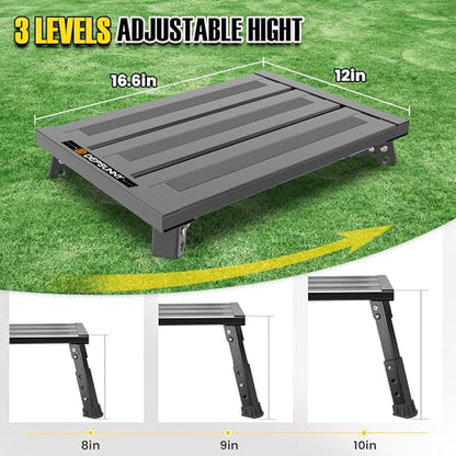 Adjustable RV Step Stool, 3-Step Height Adjustment, Foldable Legs, Wide Anti-Slip Surface,Supports Up to 1,000 lb, Premium Aluminum Construction Easy to Carry - color: Carton Black