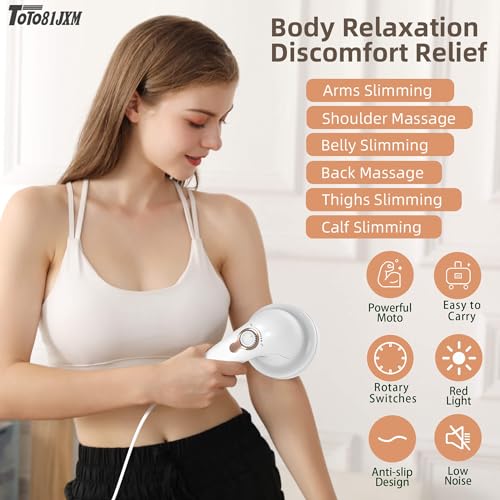 Handheld Cellulite Massager, Body Sculpting Machine, Lymphatic Drainage Massager, Stomach Massager with Lipo Roller for Belly Fat, Electric Vibrating Massage wand for Butt Waist Leg Arms Used at home. - style: White & 8 heads & 2 Mesh covers