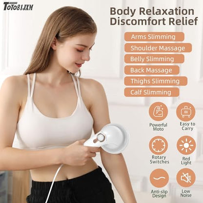Handheld Cellulite Massager, Body Sculpting Machine, Lymphatic Drainage Massager, Stomach Massager with Lipo Roller for Belly Fat, Electric Vibrating Massage wand for Butt Waist Leg Arms Used at home. - style: White & 8 heads & 2 Mesh covers